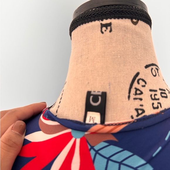 C Brand Blue Dress with Red and White Floral Design - Picture 5 of 5